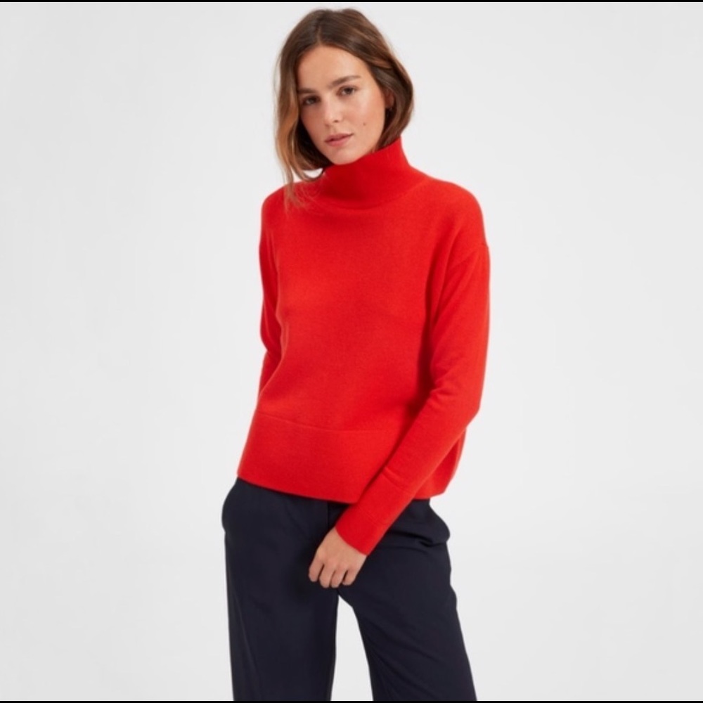 Red Everlane Cashmere Mock Neck Sweater